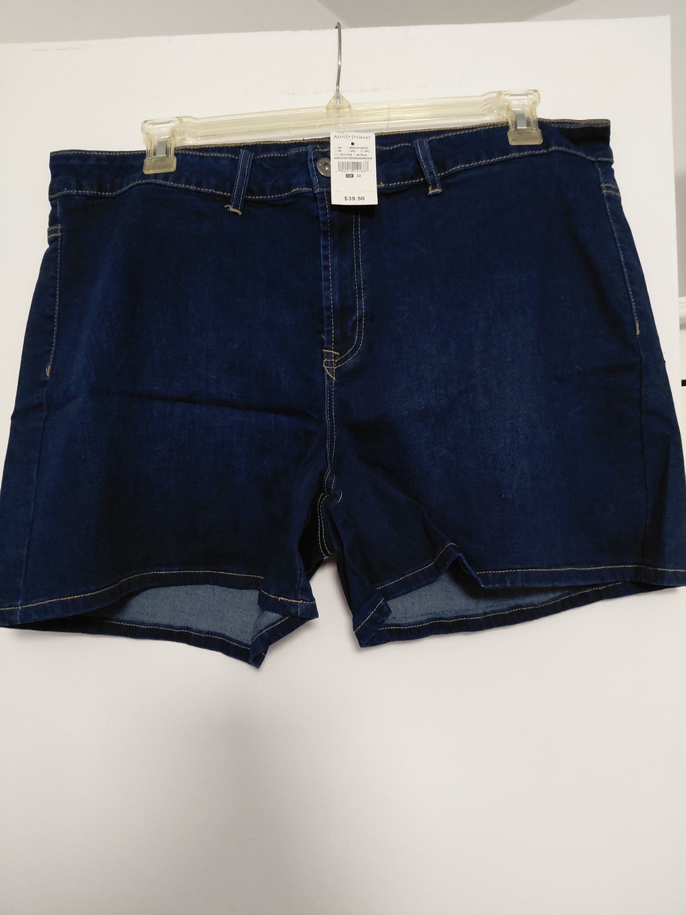 Ashley Stewart Indigo Denim Shorts with Yellow Stitching